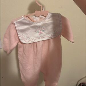 Sears Pink Baby Romper with Floral Embroidery